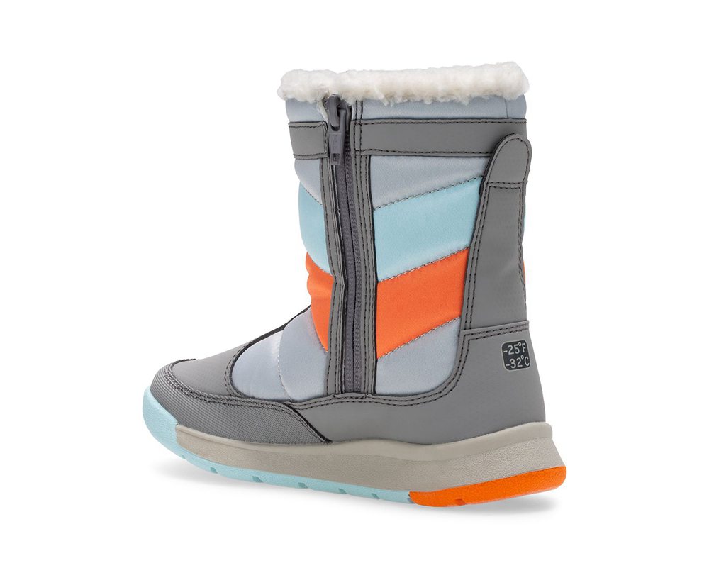 Botas Criança - Merrell Alpine Puffer Waterproof - Cinzentas/Prateadas/Turquesa - QJA043158